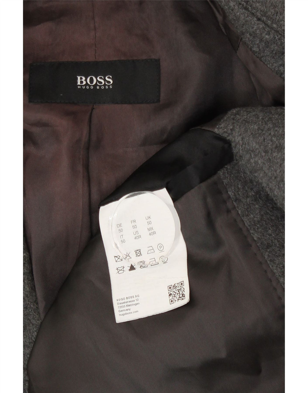 Hugo Boss Herre Overfrakke EU 50 Large Grey Virgin Wool