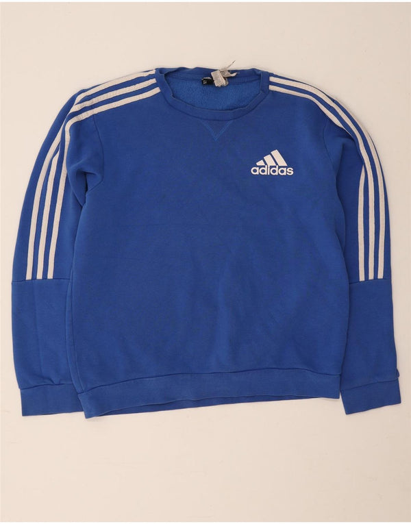 Adidas Dame Sweatshirt Jumper UK 14 Medium Blue Bomuld