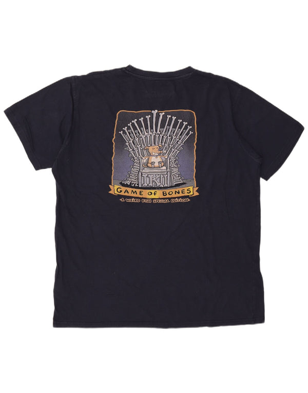 WEIRD FISH Herre grafisk T-shirt top 2XL marineblå bomuld