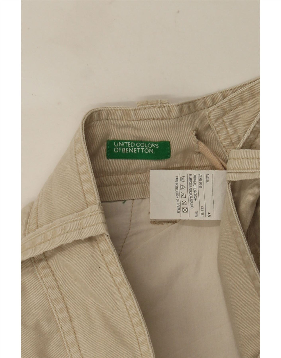 Benetton Herre Cargo Shorts IT 48 Medium W36 Beige Bomuld