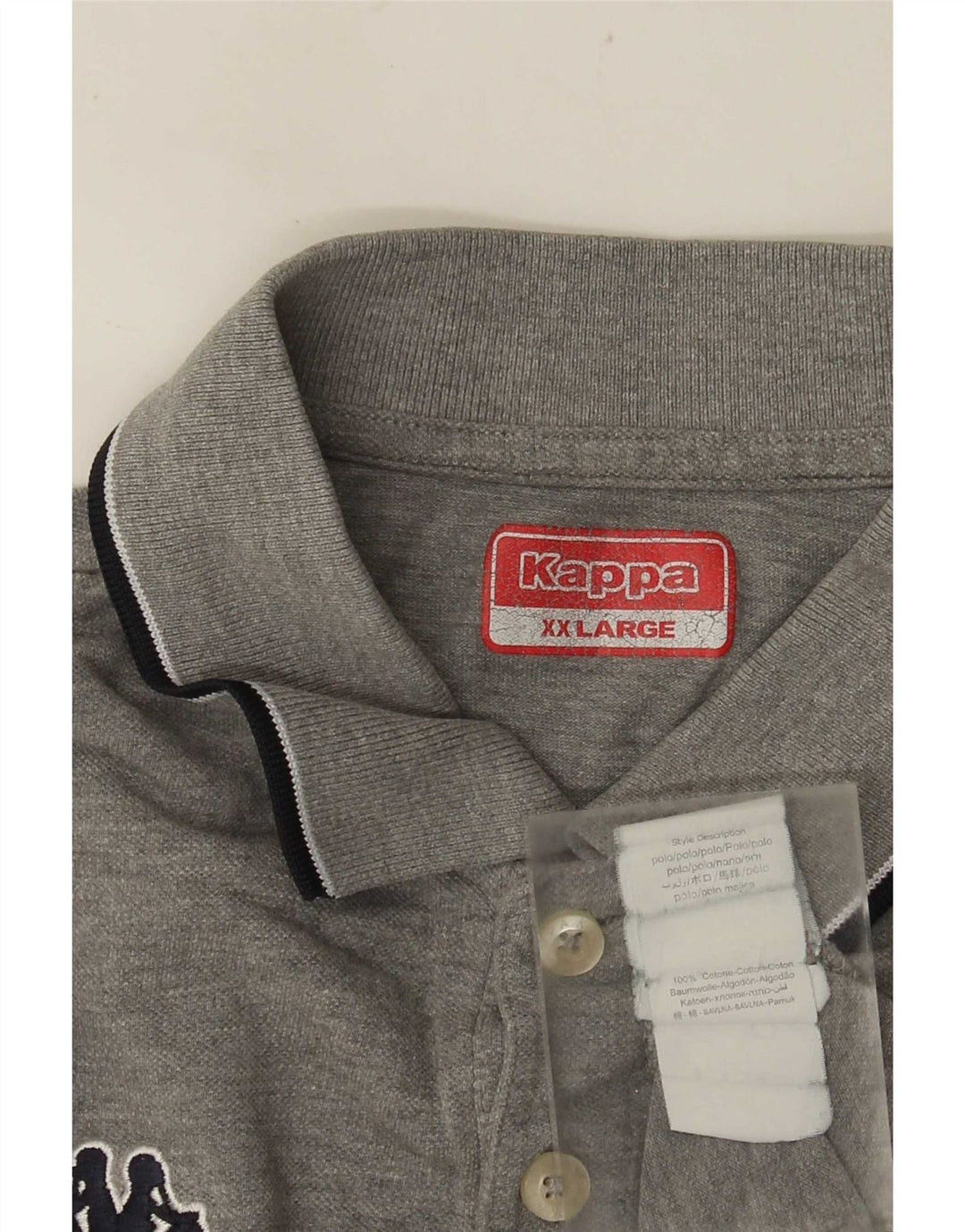 Kappa herre poloshirt 2XL gråstribet bomuld