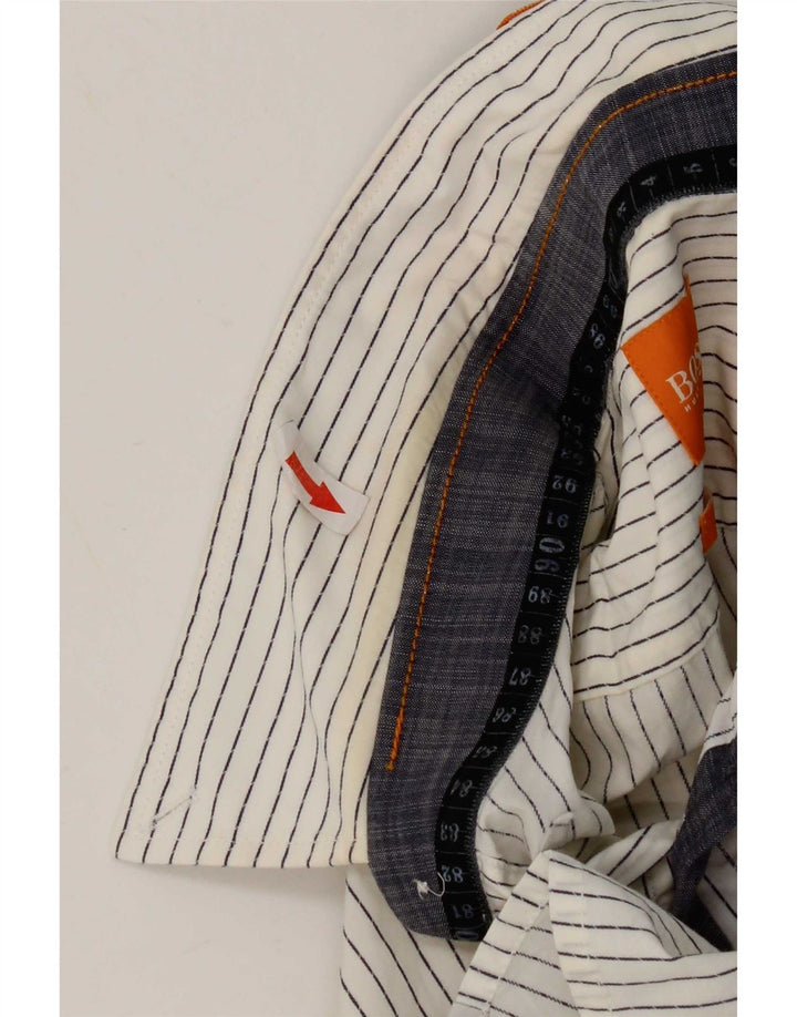 Hugo Boss Dame Slim Fit skjorte Medium White Pinstripe Bomuld