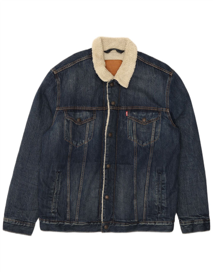 Levi's Herre Sherpa Denimjakke UK 42 XL Blå Bomuld