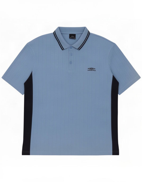 Umbro Mens Polo Shirt Large Blue Colourblock Polyester