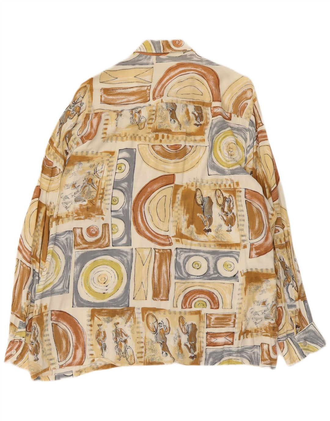 John F Gee Herre abstrakt mønster skjorte størrelse 43/44 Large Beige Viscose