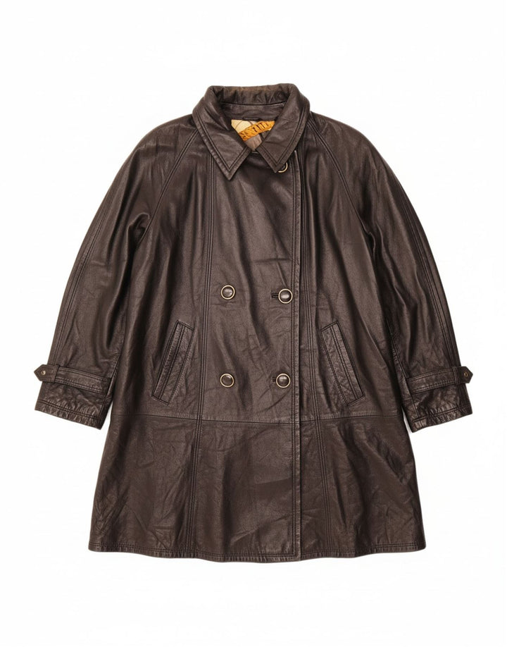 LAVORAZIONE ARTIGIANA Womens Oversized Coat IT 44 Medium Black Leather