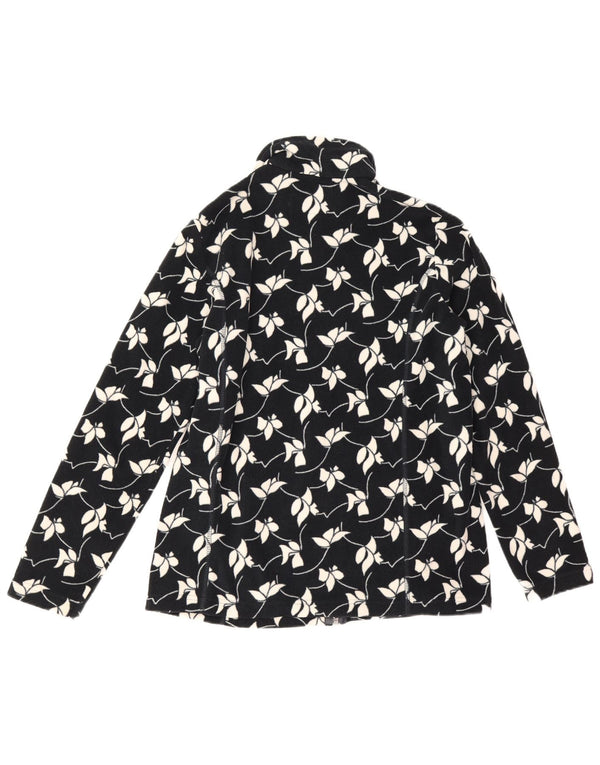 Lands End Dame Fleecejakke UK 14 Medium Navy Blue Floral Polyester