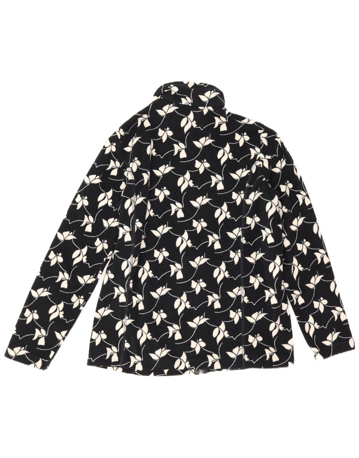 Lands End Dame Fleecejakke UK 14 Medium Navy Blue Floral Polyester