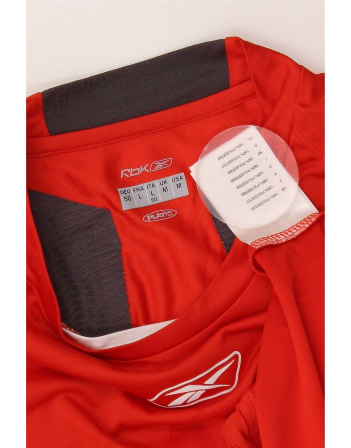 Reebok Herre T-Shirt Top Medium Rød Colourblock Polyester