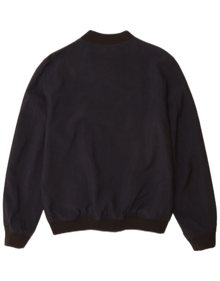 Zara Herre Bomber Jacket UK 40 Large Navy Blue Polyester