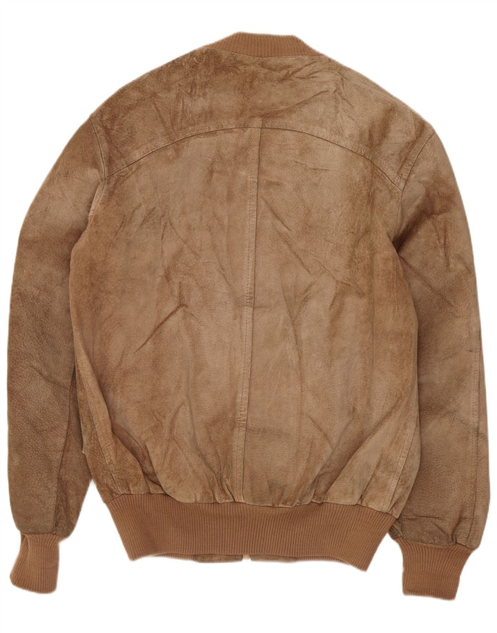 MONPEL Bomberjakke i ruskind til mænd IT 46 Lille brunt læder