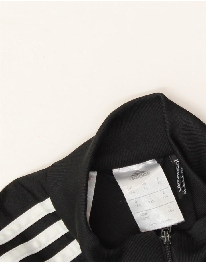 ADIDAS Boys Climacool Zip Neck Pullover Tracksuit Top 13-14 Years Black Vintage Adidas and Second-Hand Adidas from Messina Hembry 