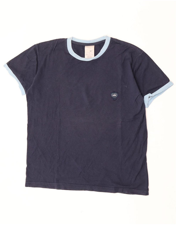 Nike T-shirt top til mænd UK 42/44 Stor marineblå bomuld