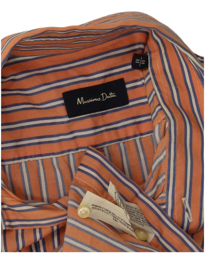 Massimo Dutti Herre kortærmet skjorte medium orange stribet bomuld