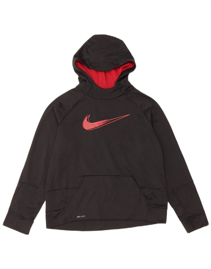 NIKE Dri Fit grafisk hættetrøje til drenge 13-14 år XL sort polyester