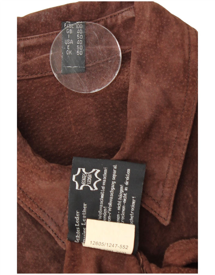 Vintage Mens Suede Shirt UK 40 Medium Brown Leather
