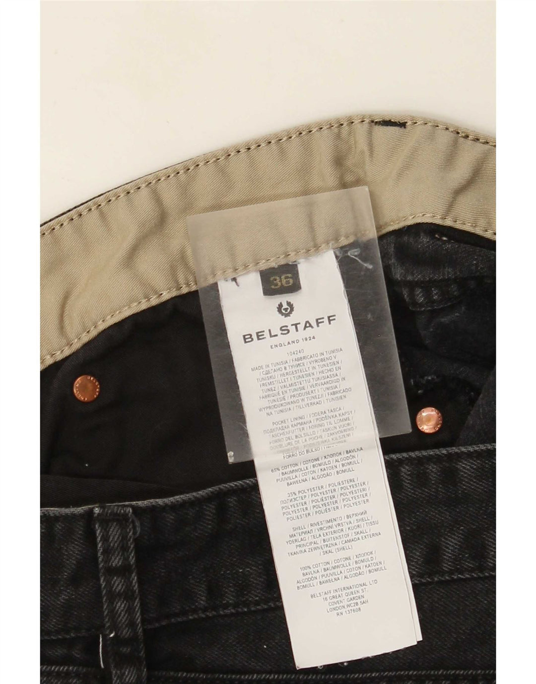 Belstaff Herre tilspidsede jeans W36 L30 sort bomuld