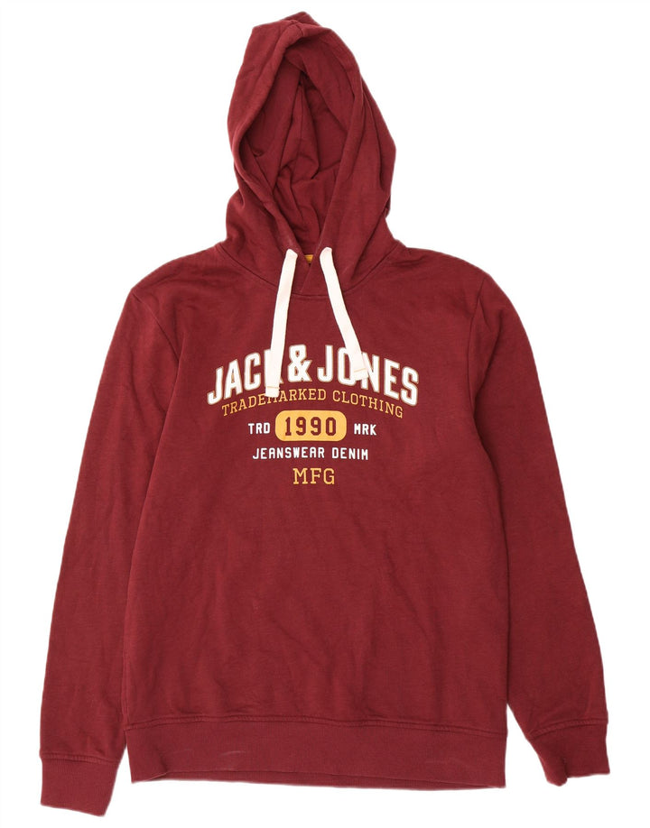 Jack & Jones Grafisk hættetrøje til mænd Stor rødbrun bomuld