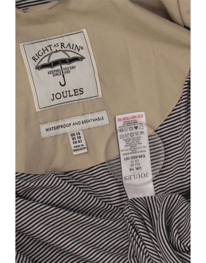 Joules Dame Hooded Regular Fit Regnjakke UK 14 Medium Grey Bomuld