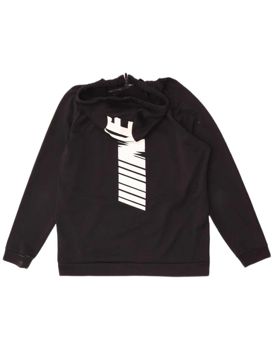 Nike Herre Dri Fit grafisk hættetrøje med lynlås, stor sort polyester
