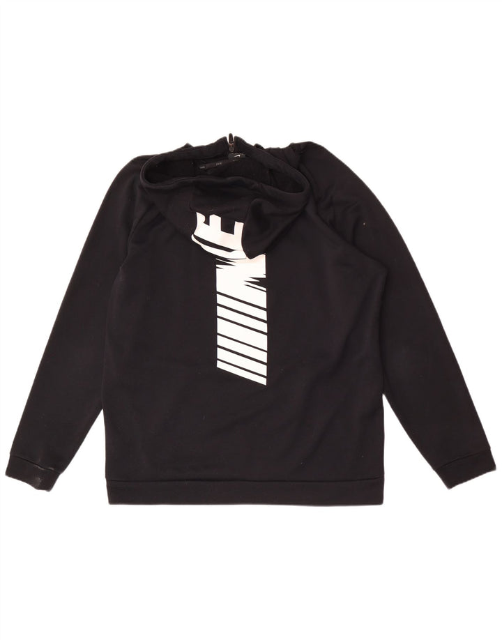 Nike Herre Dri Fit grafisk hættetrøje med lynlås, stor sort polyester