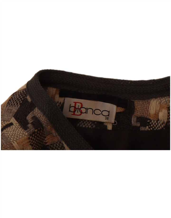 BIANCA Womens Crop 3 Button Blazer Jacket EU 38 Medium Grey Houndstooth