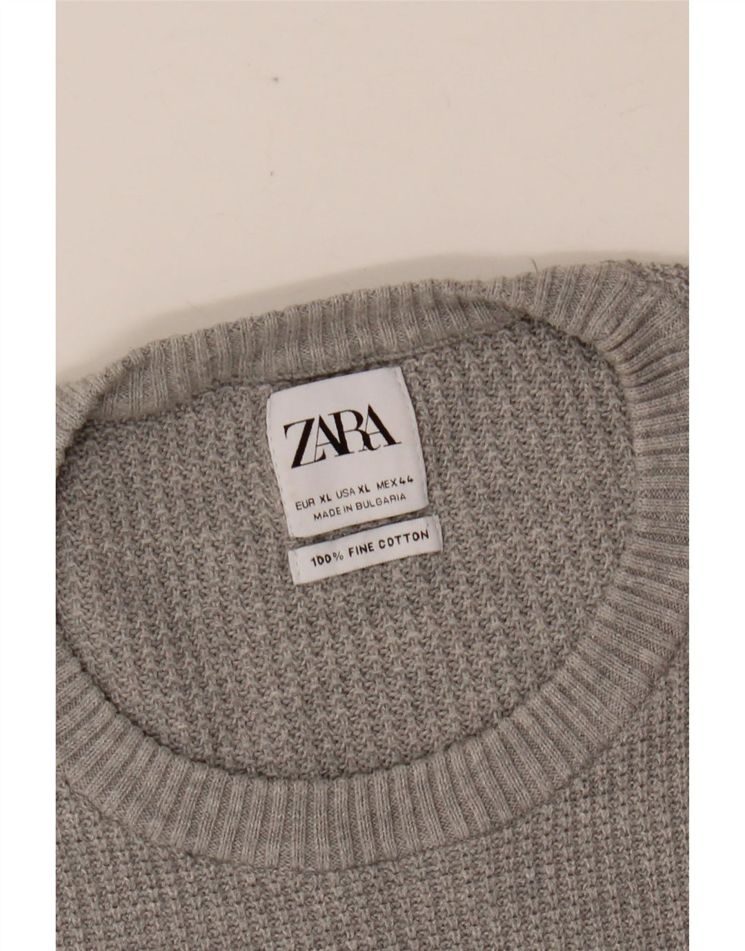 ZARA Herre sweater med rund hals XL Grå bomuld