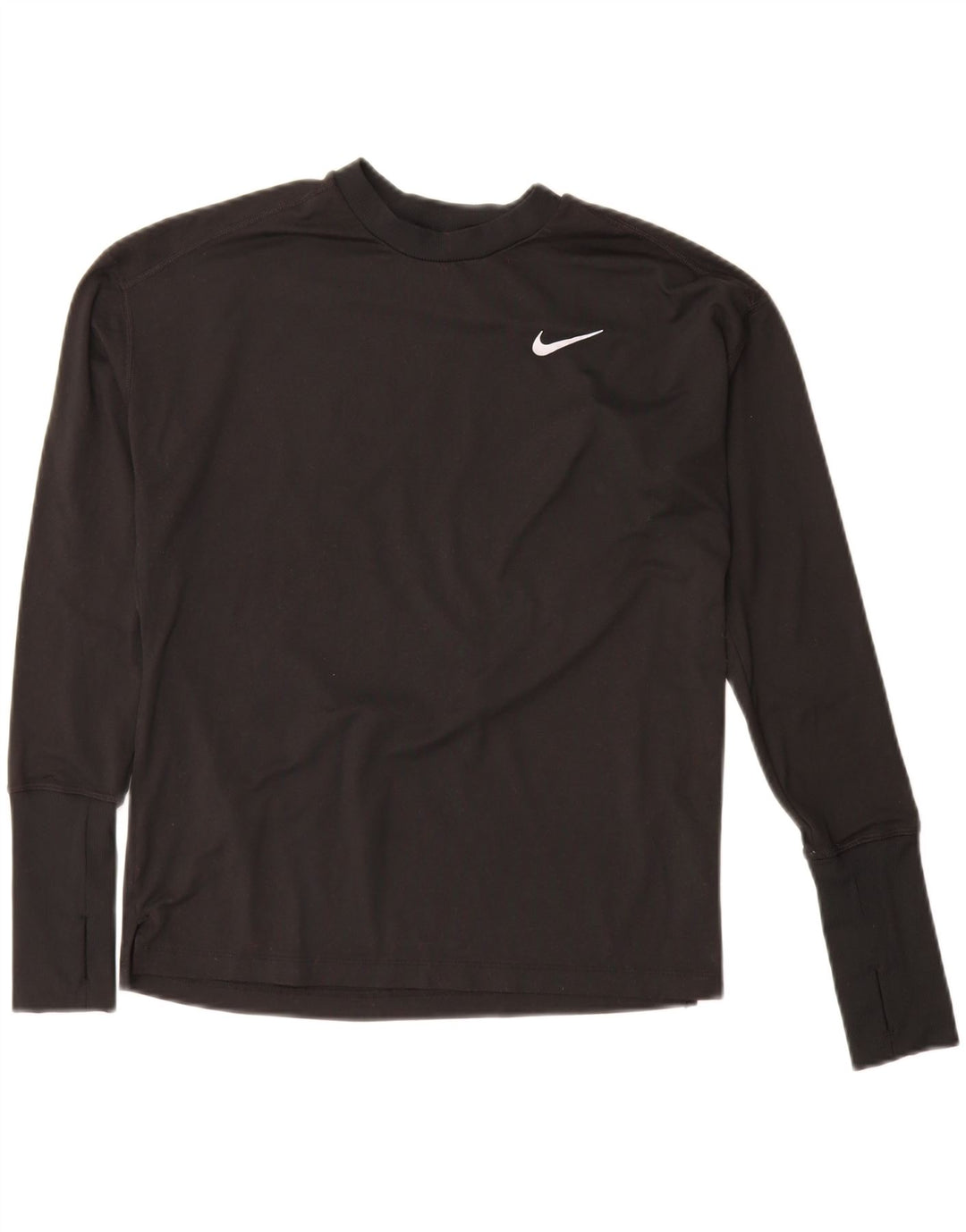 Nike Dame Dri Fit Oversized Top Langærmet UK 10 Small Black Polyester