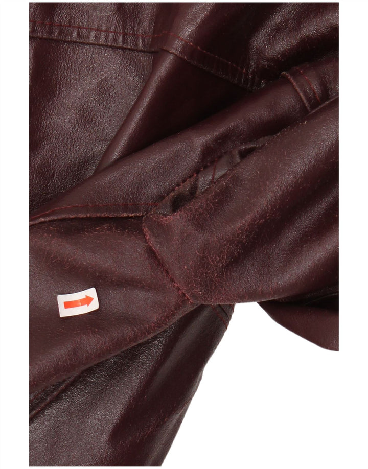 PLEASE Dame læderjakke UK 12 Medium Burgundy