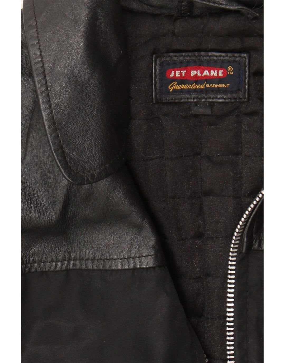 JET PLANE Womens Leather Jacket UK 14 Medium Black Colourblock