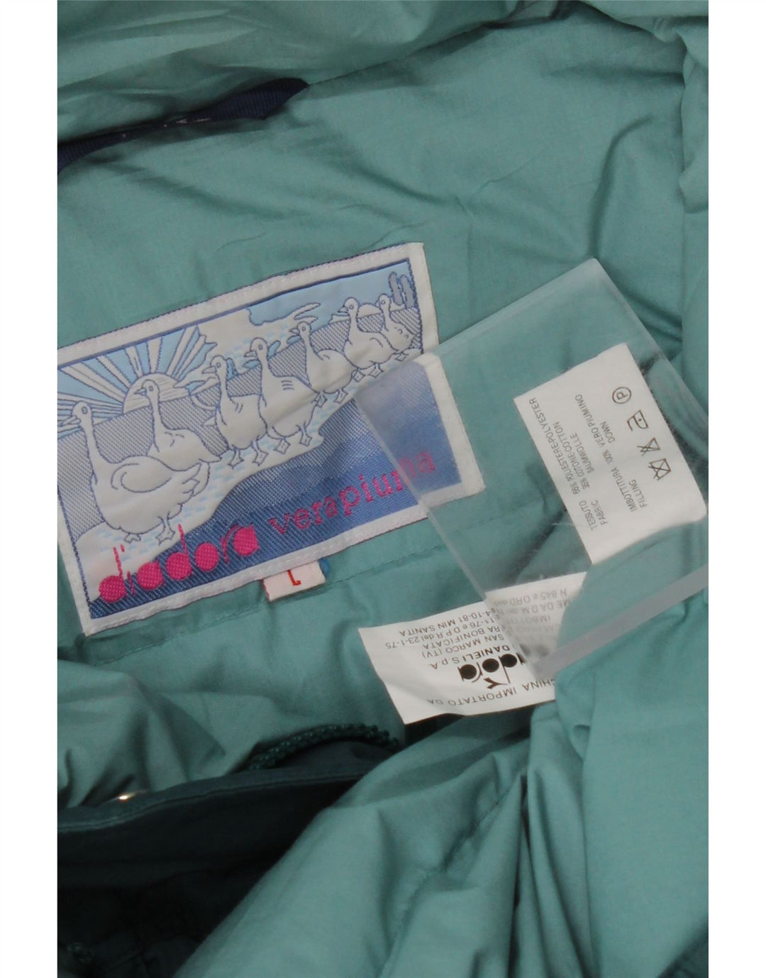 DIADORA Dame Oversized Polstret hættejakke UK 16 Large Blue Floral