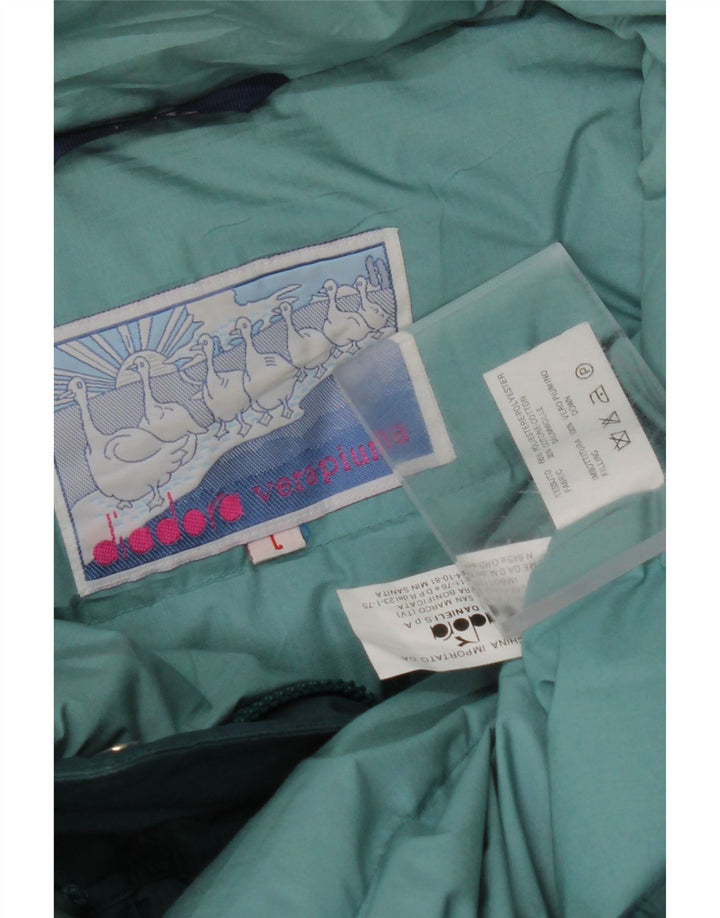 DIADORA Dame Oversized Polstret hættejakke UK 16 Large Blue Floral