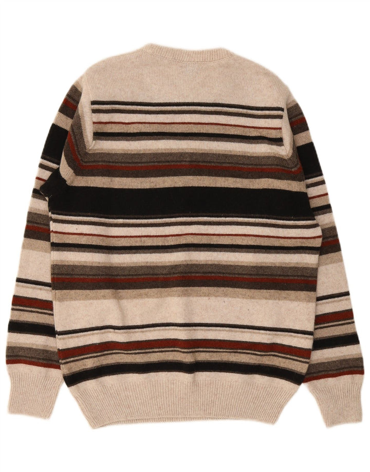 Vintage herre rund hals trøje trøje medium flerfarvet stribet