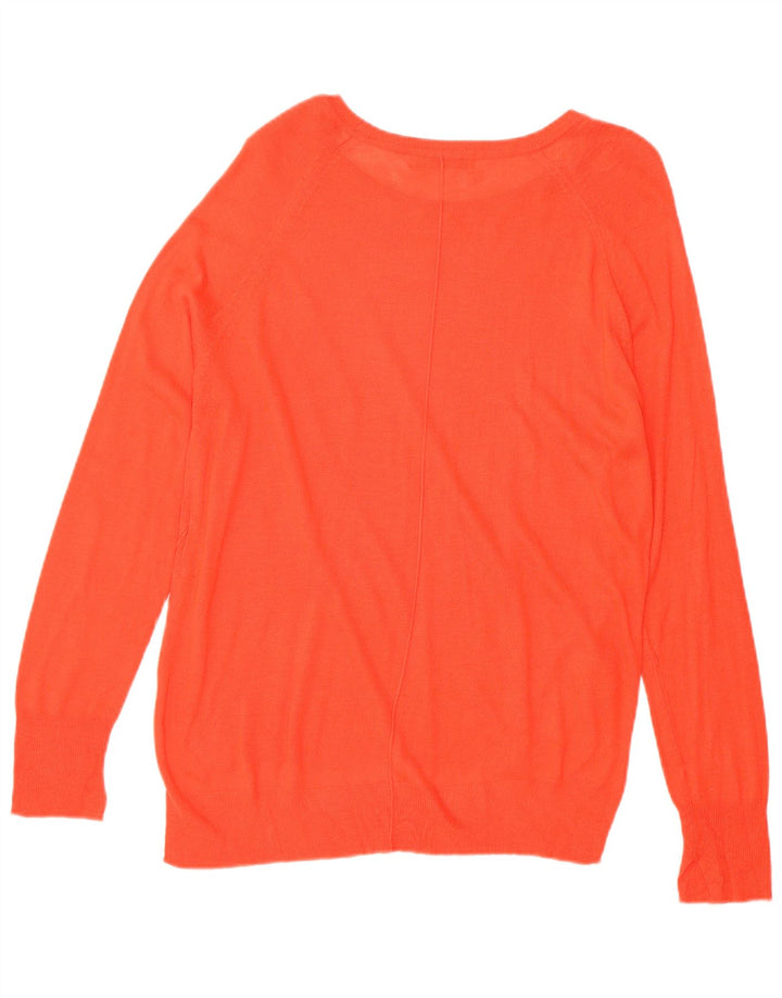 ZARA Womens Boat Neck Jumper Sweater UK 14 Medium Orange Viscose