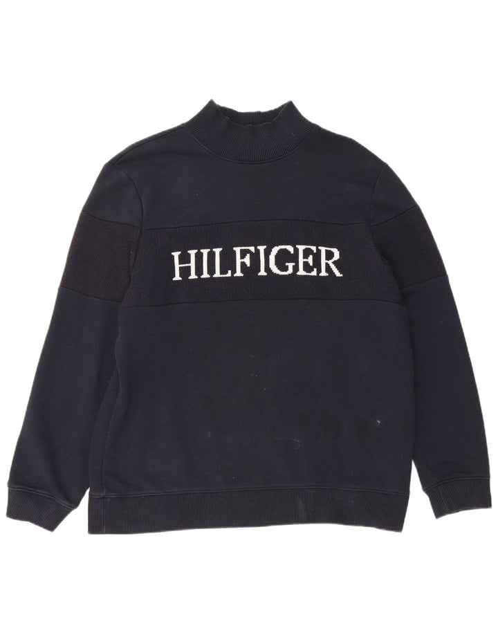Tommy Hilfiger Dame Grafisk Sweatshirt Jumper UK 14 Medium Sort Bomuld