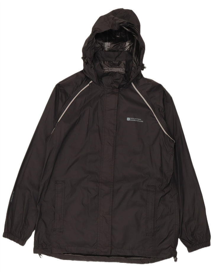 Mountain Warehouse Dame Regnjakke med hætte UK 12 Medium Sort Nylon