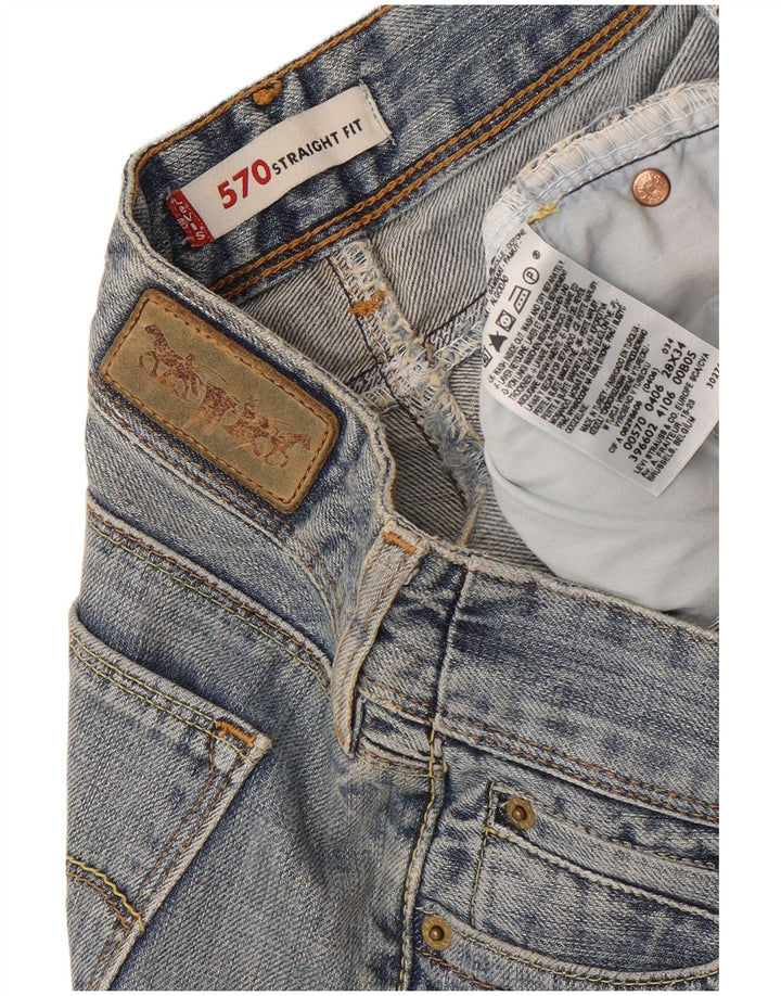 Levi's Dame 570 Straight Jeans W28 L30 Blå Bomuld