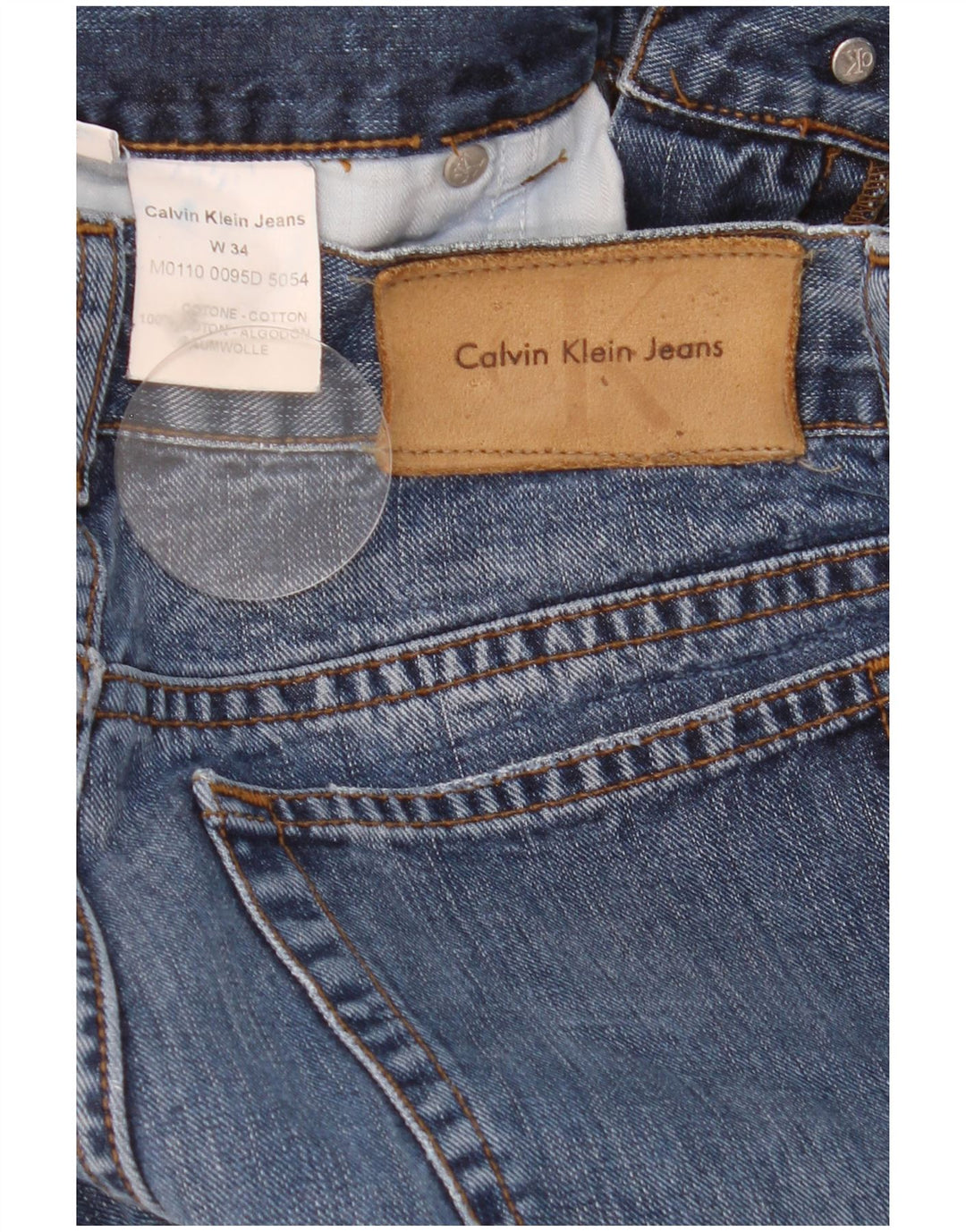 Calvin Klein Herre Distressed Straight Jeans W34 L31 Blå Bomuld