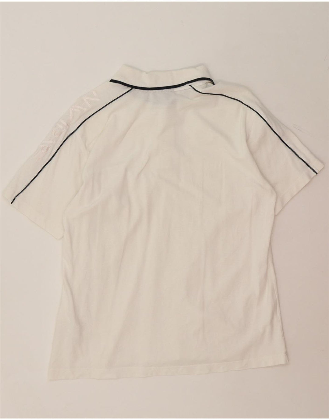 NAVIGARE Mens Polo Shirt Large White Cotton Vintage Navigare and Second-Hand Navigare from Messina Hembry 