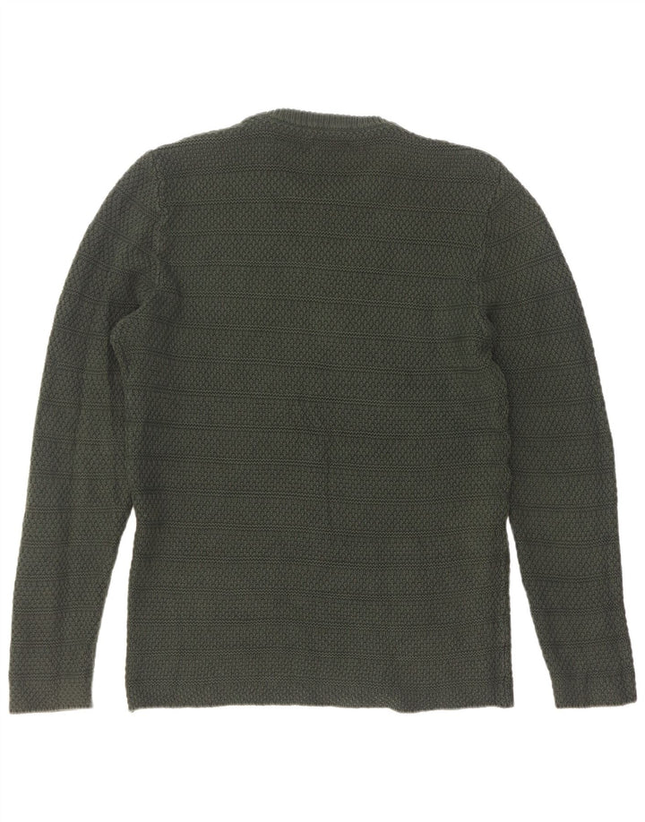 Zara Herre sweater med rund hals, stor grøn