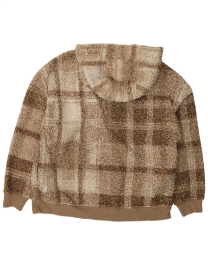 Marks & Spencer Fleecetrøje med lynlås til kvinder UK 14 Medium Brown Check