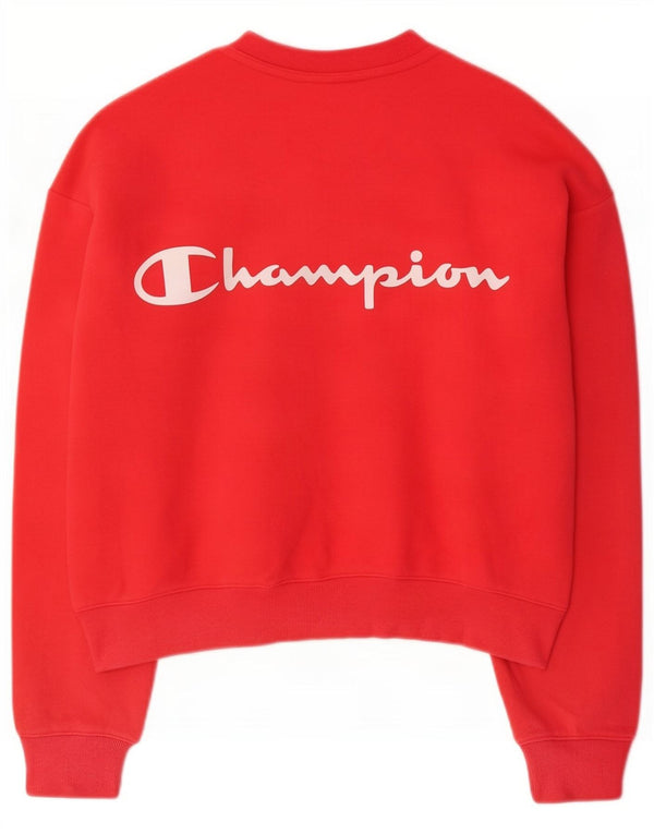 Champion Womens Graphic Crop Sweatshirt Jumper UK 14 Medium Rød Bomuld