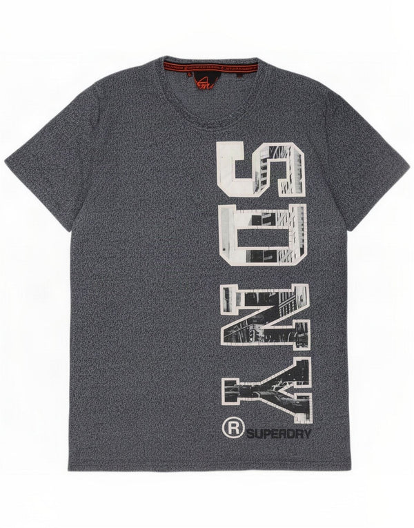 Superdry grafisk T-shirt top til mænd 2XL marineblå flækket bomuld