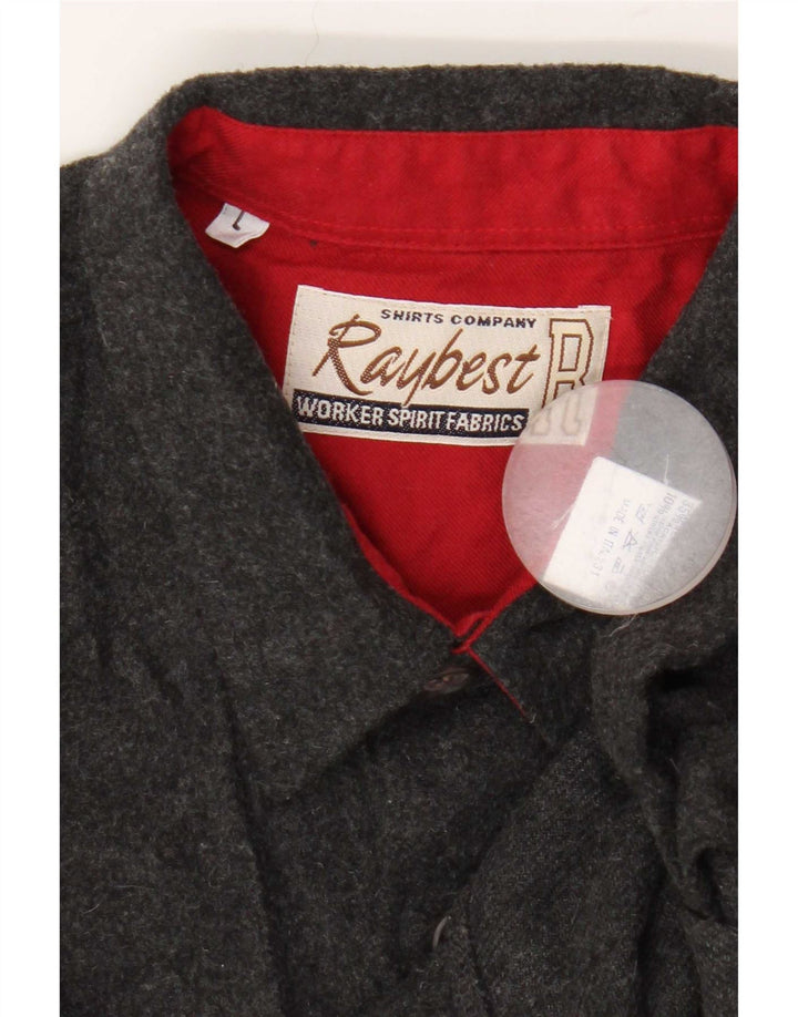 Vintage flannelskjorte til mænd, stor sort bomuld