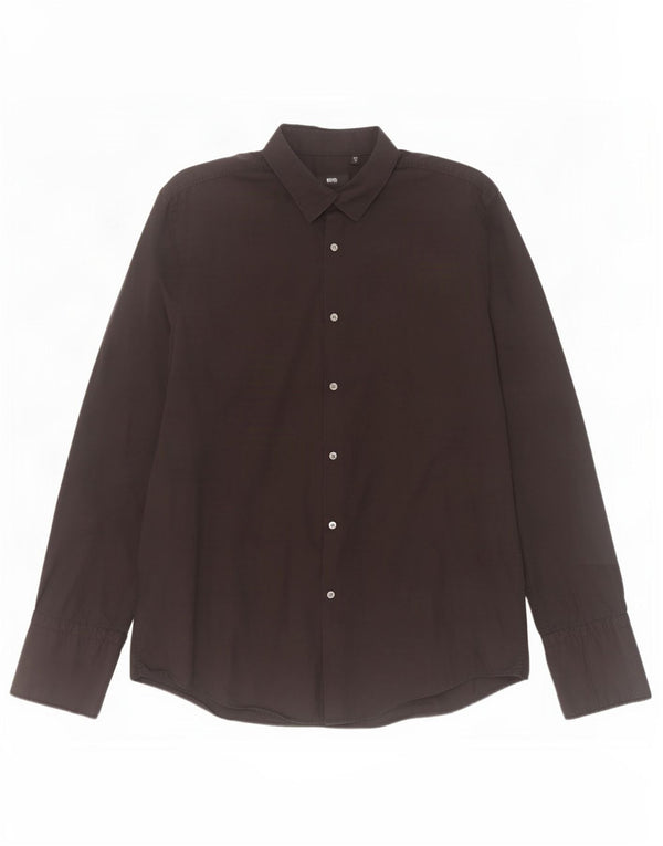 Hugo Boss Herre Slim Fit Formel Skjorte Størrelse 43 XL Brun Bomuld
