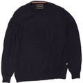Guess Herre Grafisk Boat Neck Jumper Sweater UK 40 Medium Navy Blue