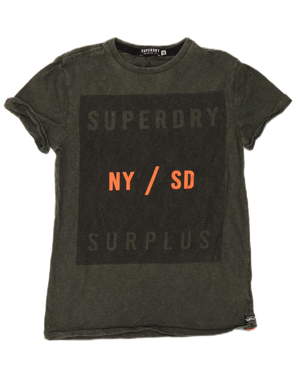SUPERDRY Herre grafisk T-shirt Top Lille Khaki Bomuld
