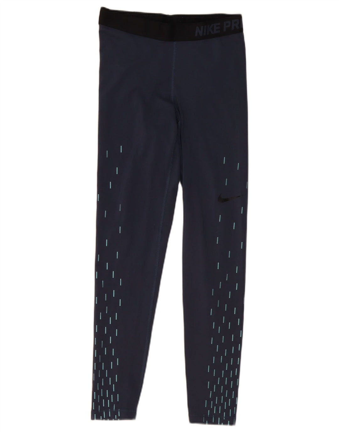 Nike Dame Dri Fit Grafiske Leggings UK 12 Medium Navy Blue Geometric