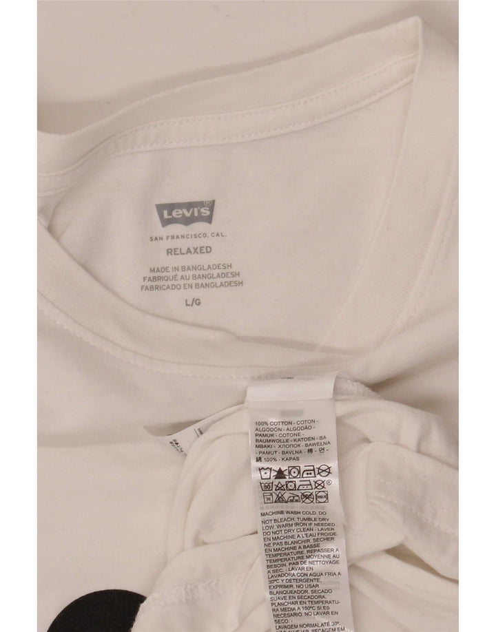 Levi's Herre Relaxed Fit Grafisk T-Shirt Top Stor hvid Bomuld