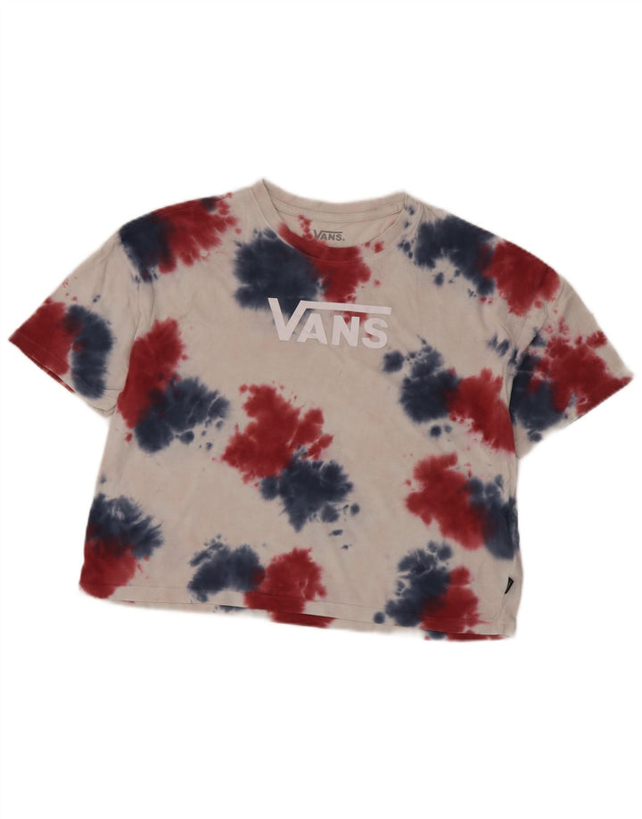 Vans Womens Crop Oversized grafisk T-shirt top UK 10 Small White Tie Dye